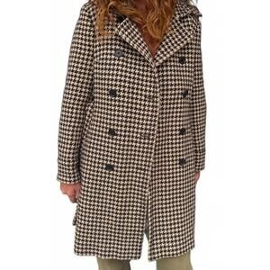 J. Crew Black and White Houndstooth Trench Coat